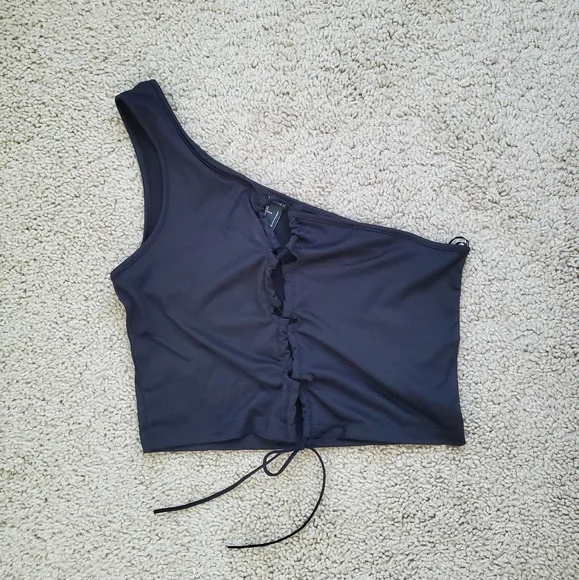 Forever 21 black off the shoulder lace up crop top - Picture 1 of 6